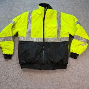 Tingley Job Sight Mens High Visibility Reflective Bomber Jacket Neon L Work